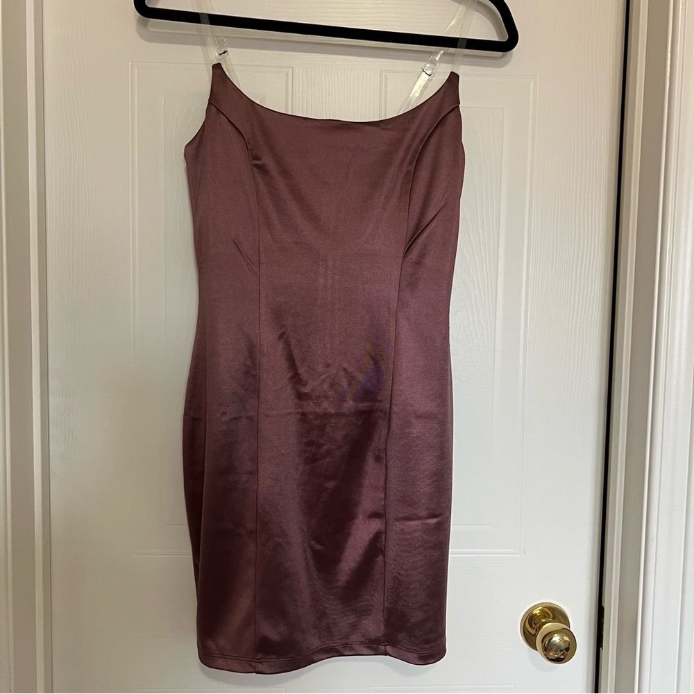 Revamped Satin Mini Dress in Deep Mauve